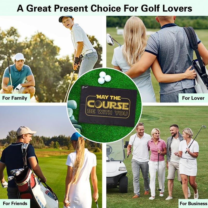 Msticey May The Course Be with You Printed Microfiber Golf Towel with Clip, Great Golf Gifts for Dad Mom Papa Grandpa Golfer, Father's Day Birthday Retirement Gifts, Golf Accessories for Men Women - Image 5
